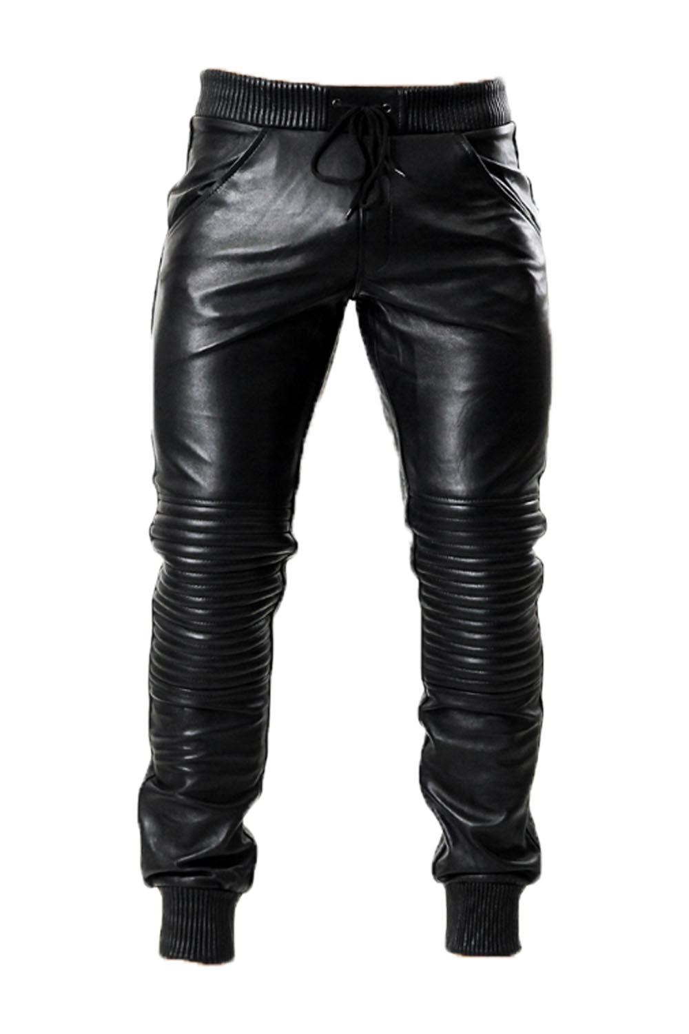 Leather Jogger Pants for Men Real Lamb Leather Good Luck Leather