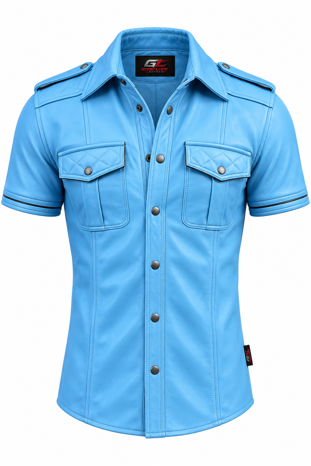 Blue sheep leather shirt for men