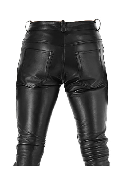 Bootcut Leather Pants for Men Real Cowhide Aniline Leather