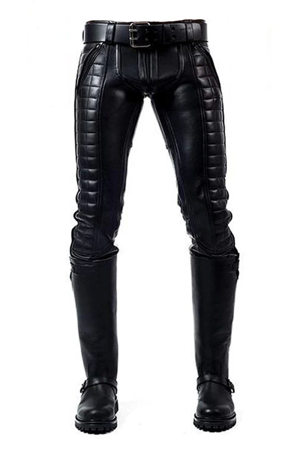 Gay Zip Leather Pants for Men Real Cowhide Aniline Leather