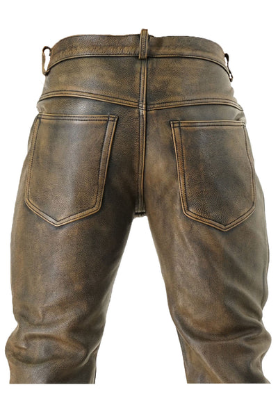 Leather Pants for Men Real Cowhide Aniline Leather