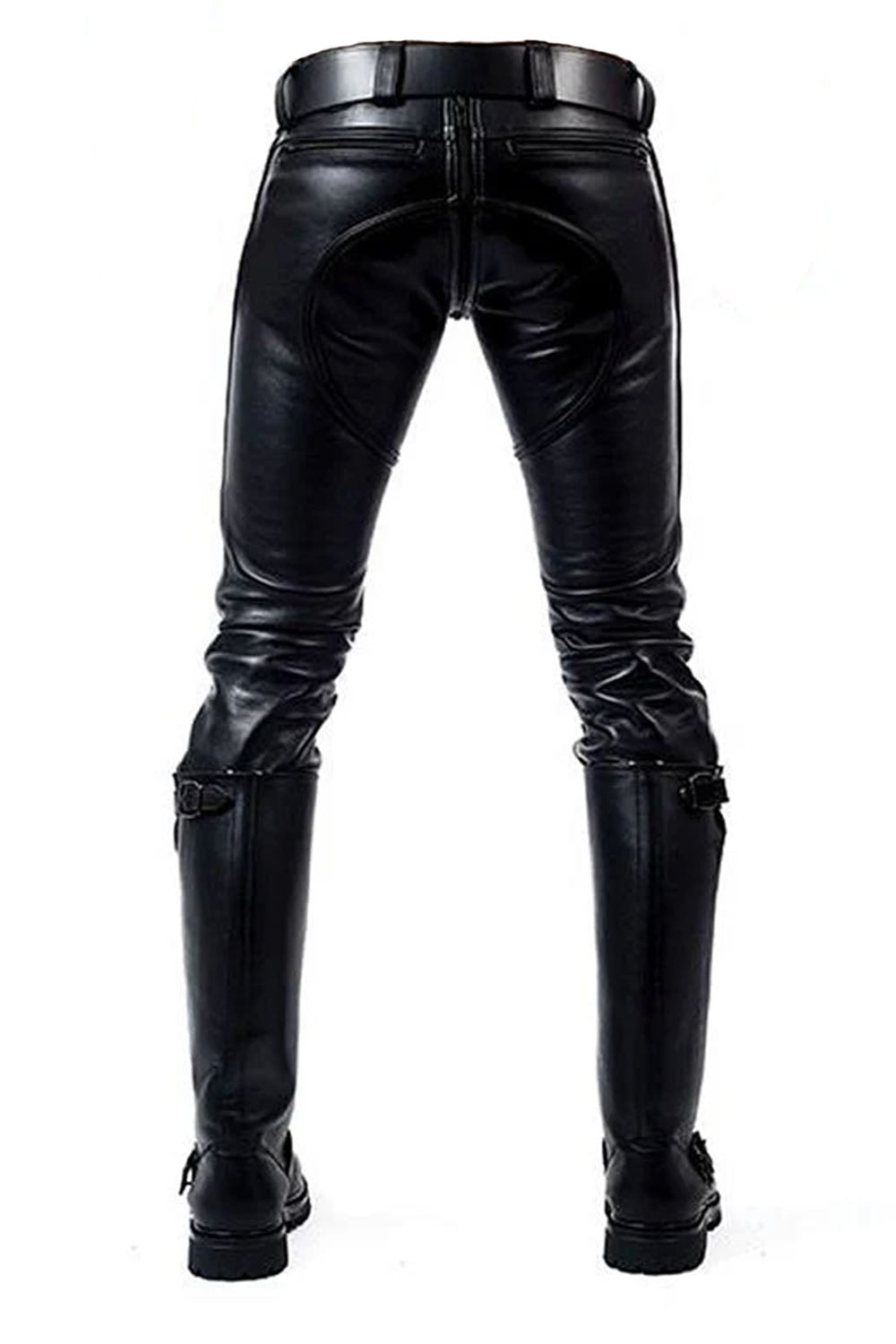 Gay Zip Leather Pants for Men Real Cowhide Aniline Leather