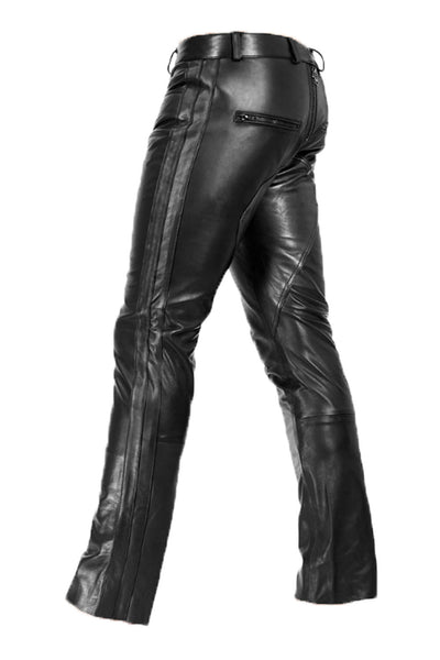 G-Zip Leather Pants for Men Real Cowhide Aniline Leather