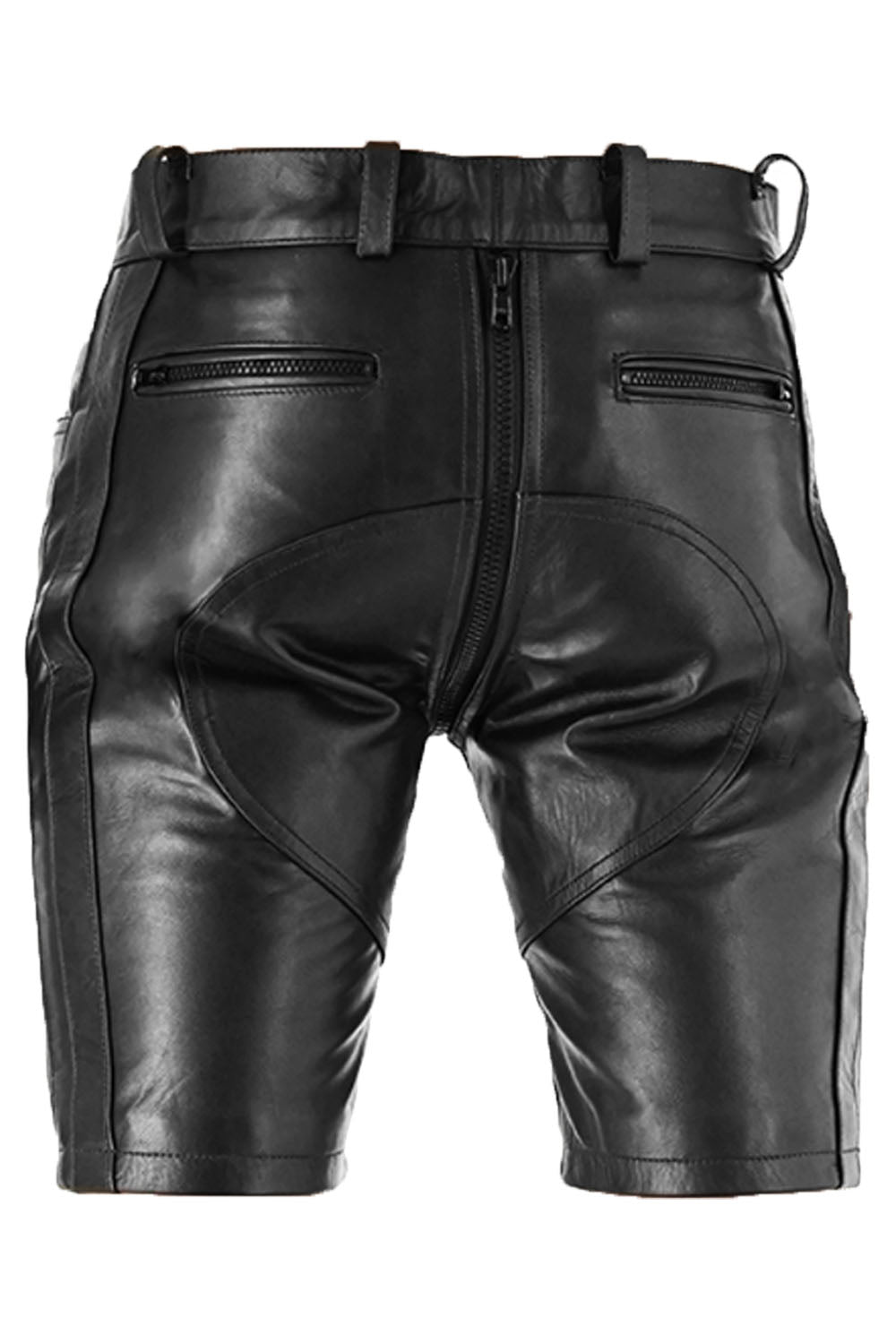 G-Zip Leather Shorts for Men Real Cowhide Aniline Leather