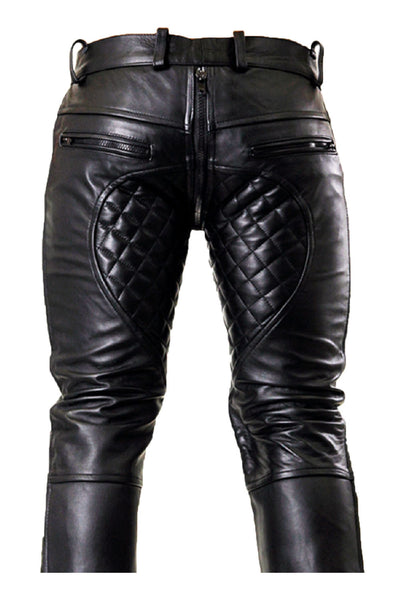 G-Zip Leather Pants for Men Real Cowhide Aniline Leather