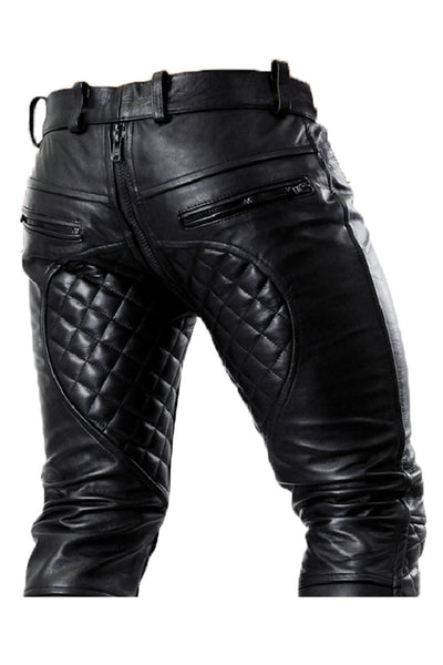 G-Zip Leather Pants for Men Real Cowhide Aniline Leather