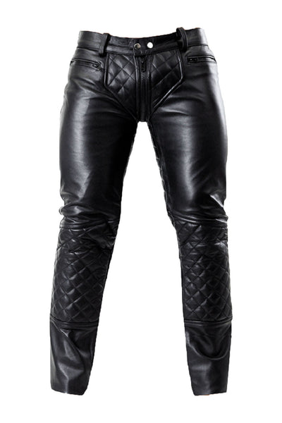 G-Zip Leather Pants for Men Real Cowhide Aniline Leather