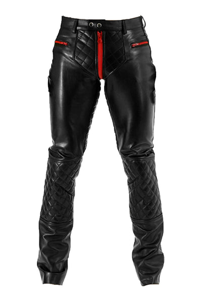 G-Zip Leather Pants for Men Real Cowhide Aniline Leather