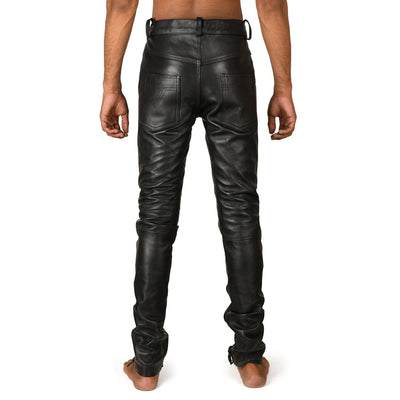 Black Leather Lace Up Pants
