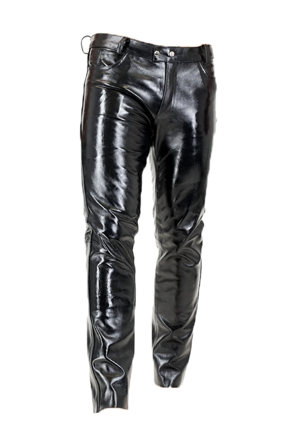 Glazed Shine Leather Pants for Men Real Cowhide Aniline Leather