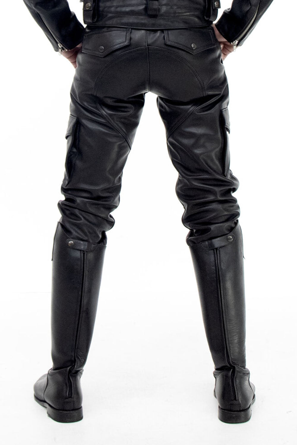 Cargo Style Leather Pants for Men Real Cowhide Aniline Leather