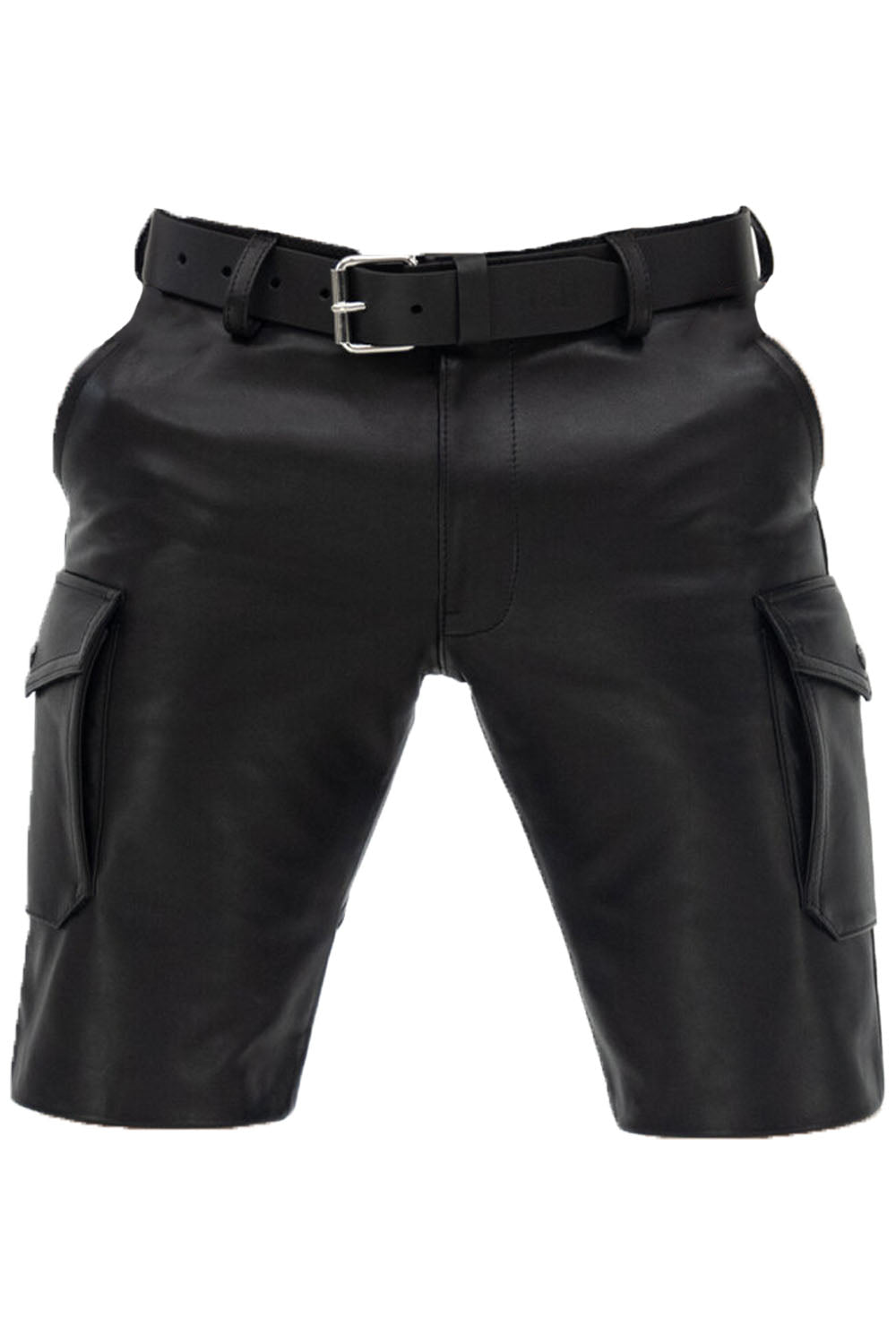 Cargo Style Leather Shorts for Men Real Cowhide Aniline Leather