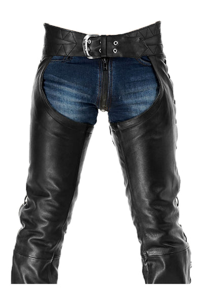 Side Laces Leather Chap Leather Pants for Men 