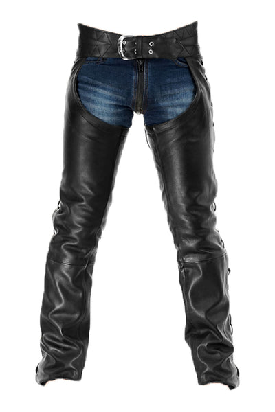 Side Laces Leather Chap Leather Pants for Men 