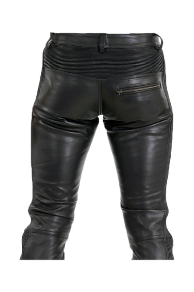 Stretch Leather Pants for Men Real Cowhide Aniline Leather