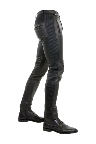 Stretch Leather Pants for Men Real Cowhide Aniline Leather