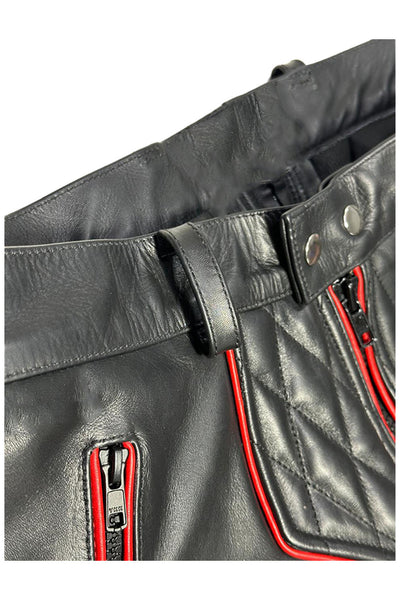 G-Zip Padded Leather Pants  Real Cowhide Aniline Leather
