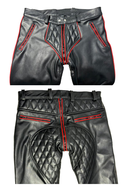  G-Zip Padded Leather Pants for Men 