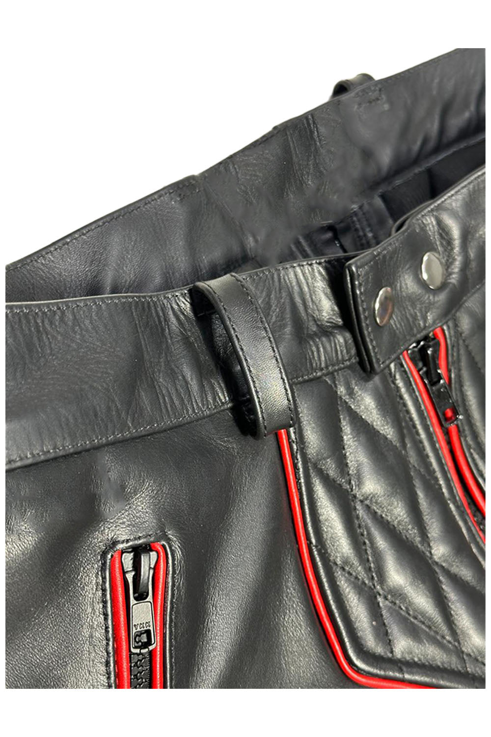 G-Zip Padded Leather Pants for Men Real Cowhide Aniline Leather