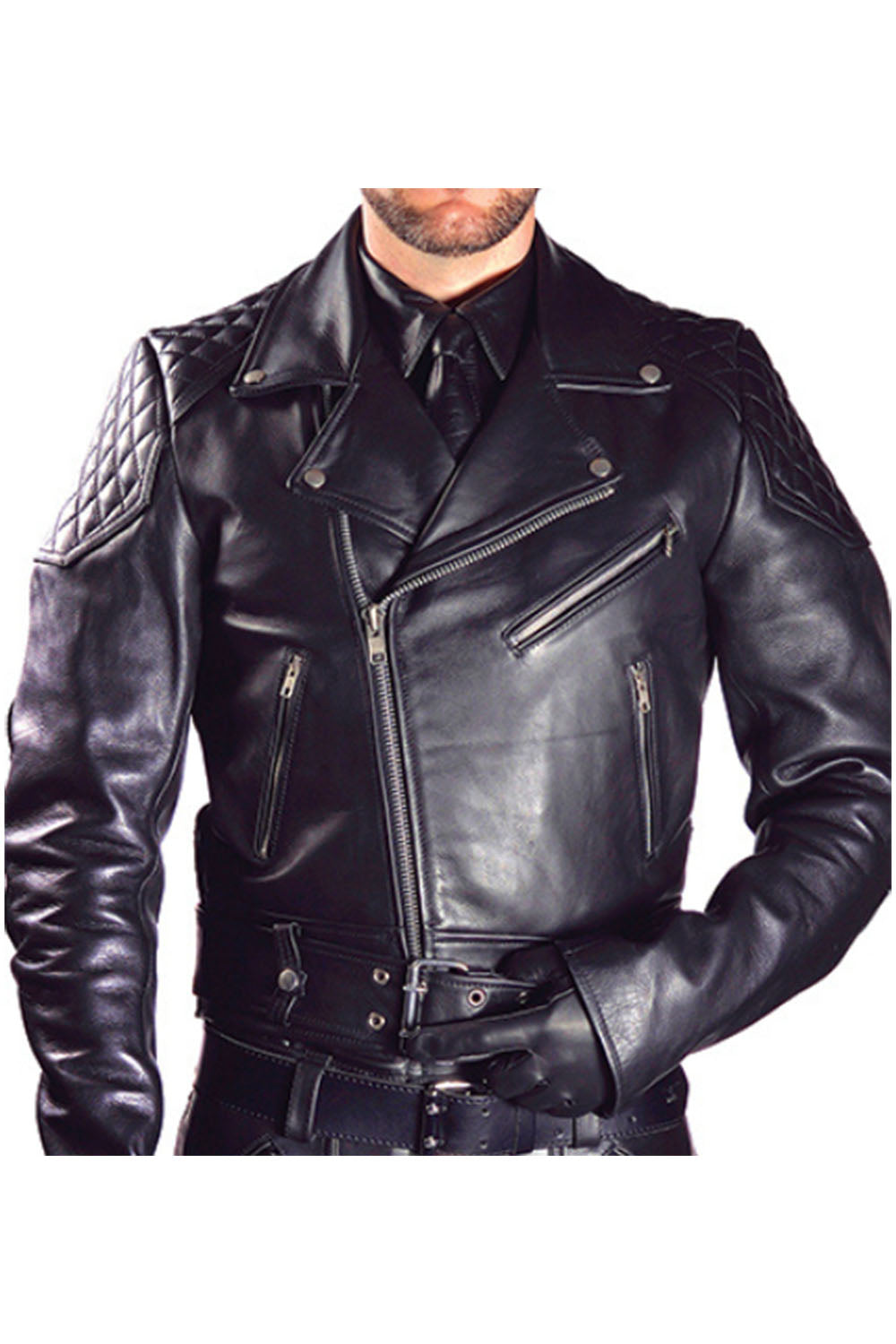 Thick Leather Brando Jackets for Men Real Cowhide Aniline Leather 