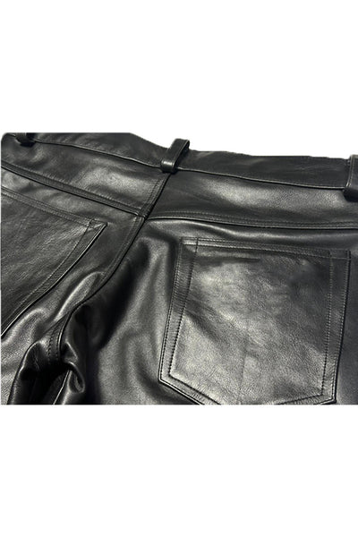 Brown Straight Leather Pants
