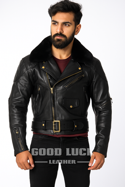 Men's quilted leather jacket