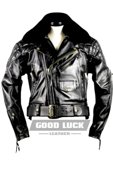 MEN LEATHER QUILTED JACKET
