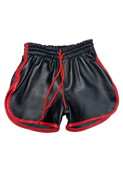 Real Leather Black and Red Short for Men Lamb Leather - GoodLuck