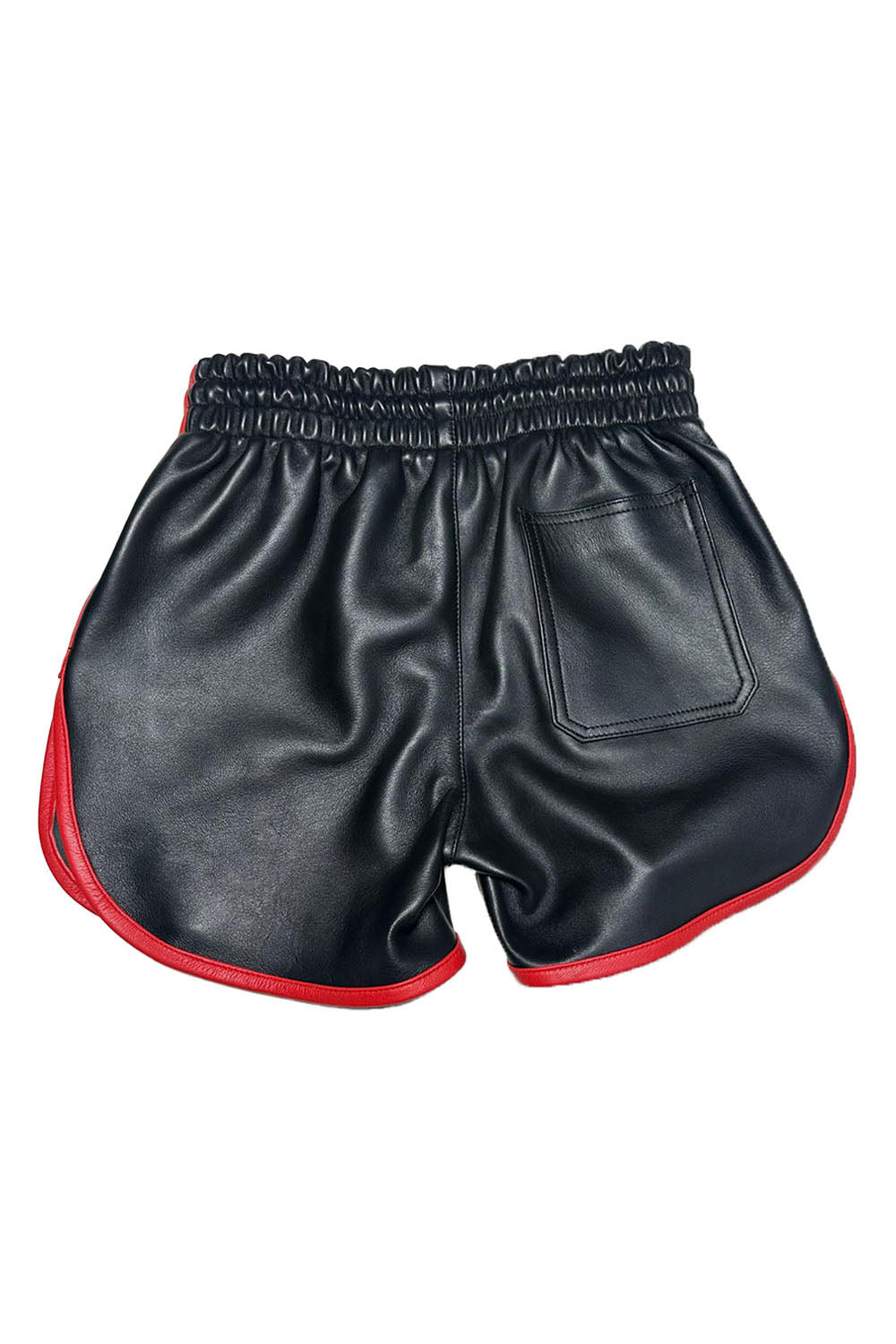 Real Leather Black and Red Short for Men Lamb Leather - GoodLuck