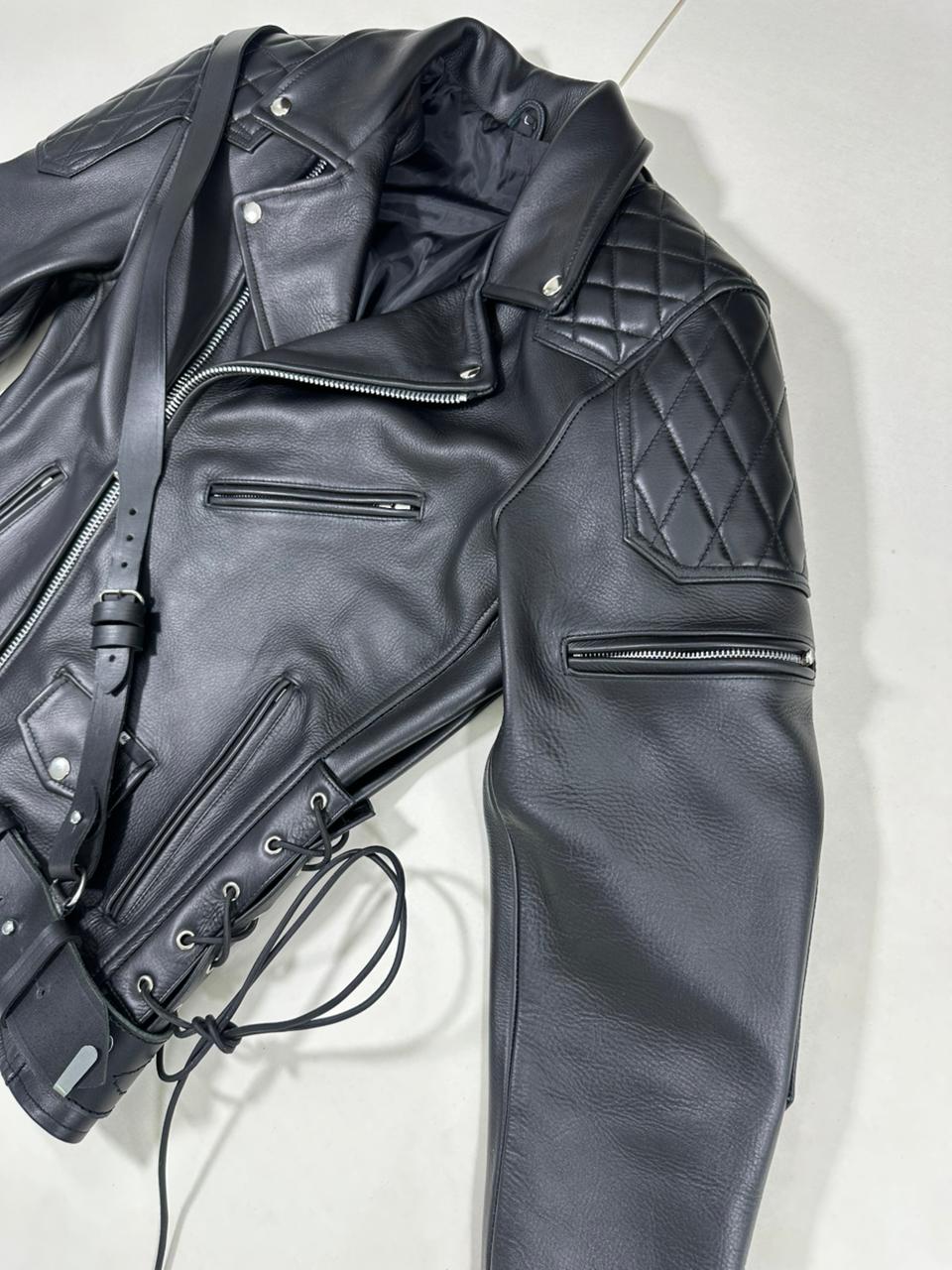 Side Laces Jacket with Cross Belt – Genuine Leather Masterpiece