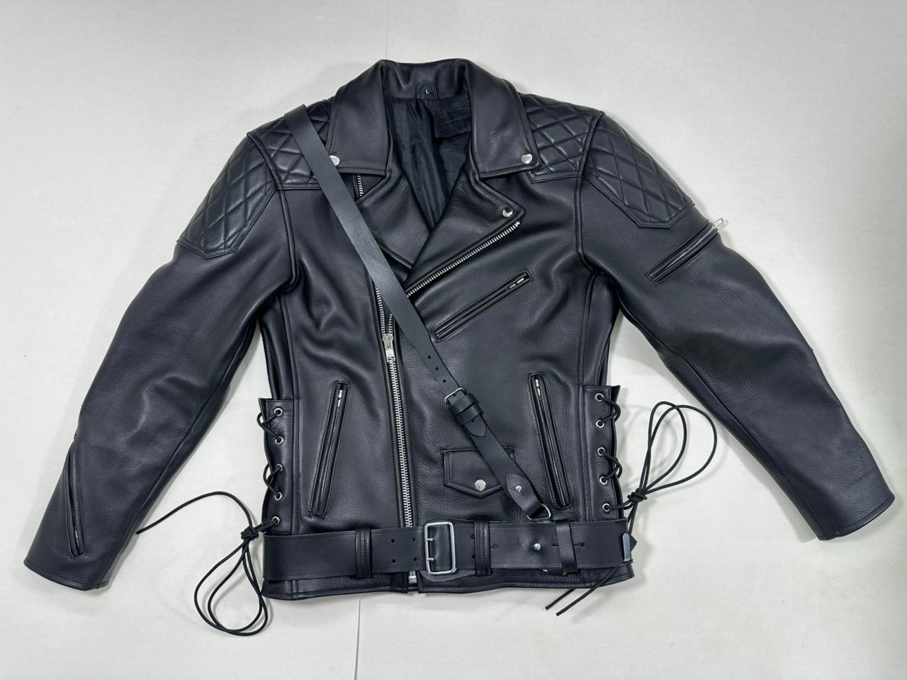 Side Laces Jacket with Cross Belt – Genuine Leather Masterpiece