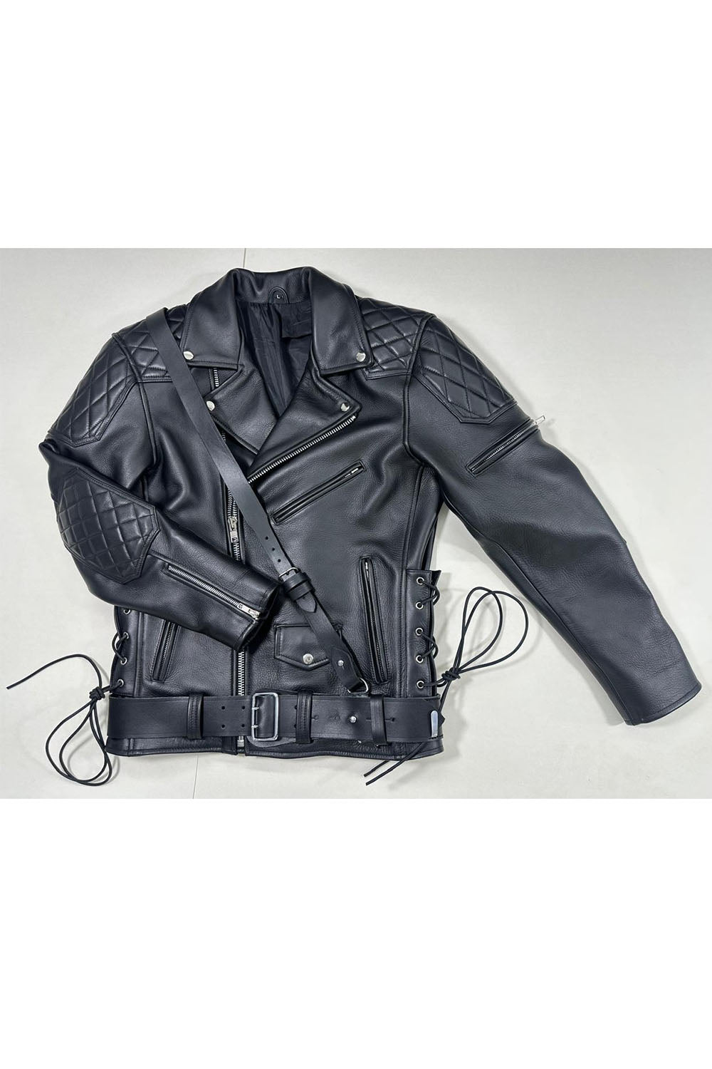 Side Laces Jacket with Cross Belt – Genuine Leather Master piece