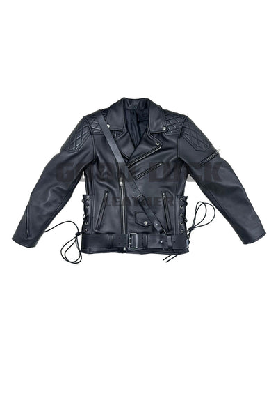 Side Laces Jacket with Cross Belt – Genuine Leather Masterpiece