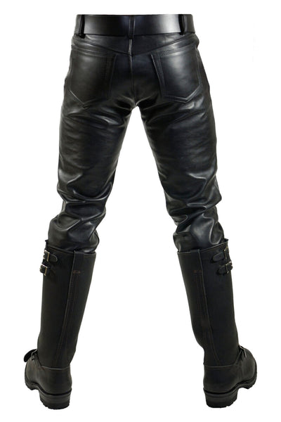 Biker Style Slim Fit Leather Pants