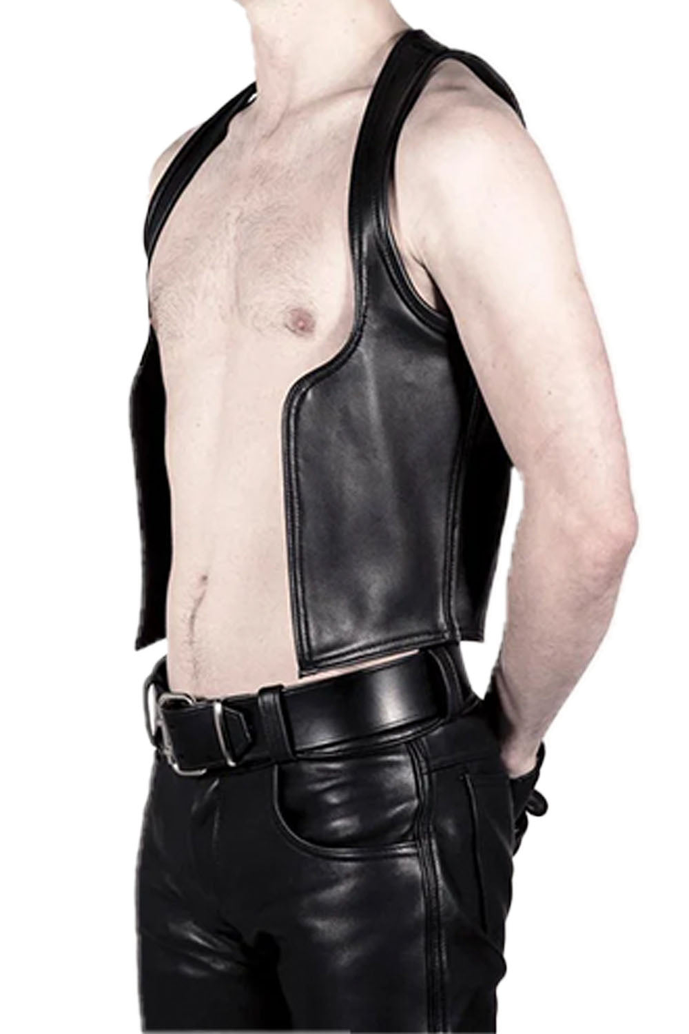 Mens Leather Vest Real Cowhide Aniline Leather