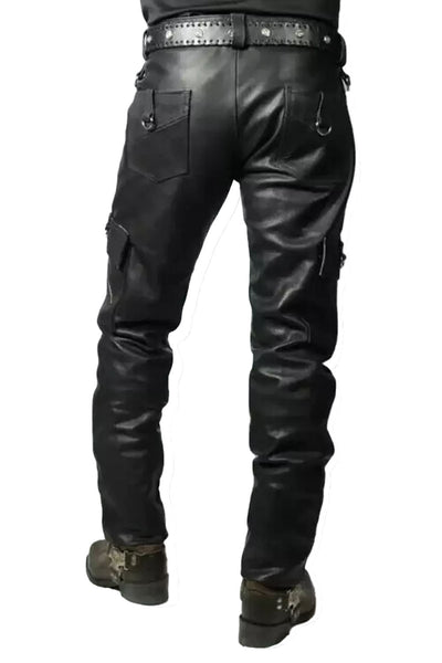 Cargo Style Leather Pants for Men 